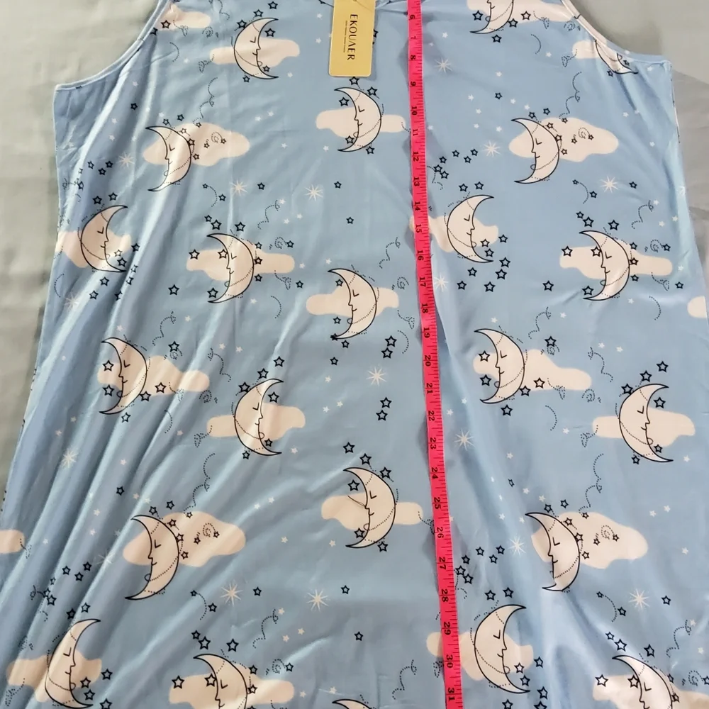 Ekouaer Women's Moon and Cloud Pajama Set - Blue and Pink - Picture 3 of 6